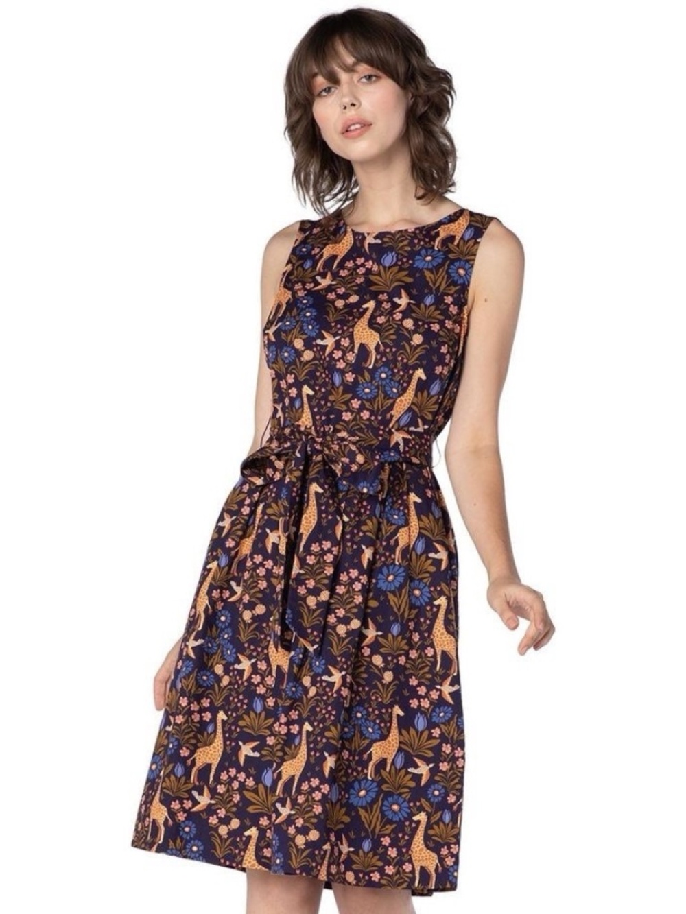 🦒 Princess Highway After Dark Midi Dress Giraffe Floral Blue | US 2 (AU 6)